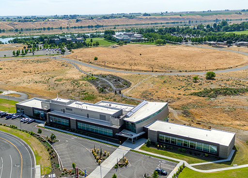 An aerial view of the Wine Science Center